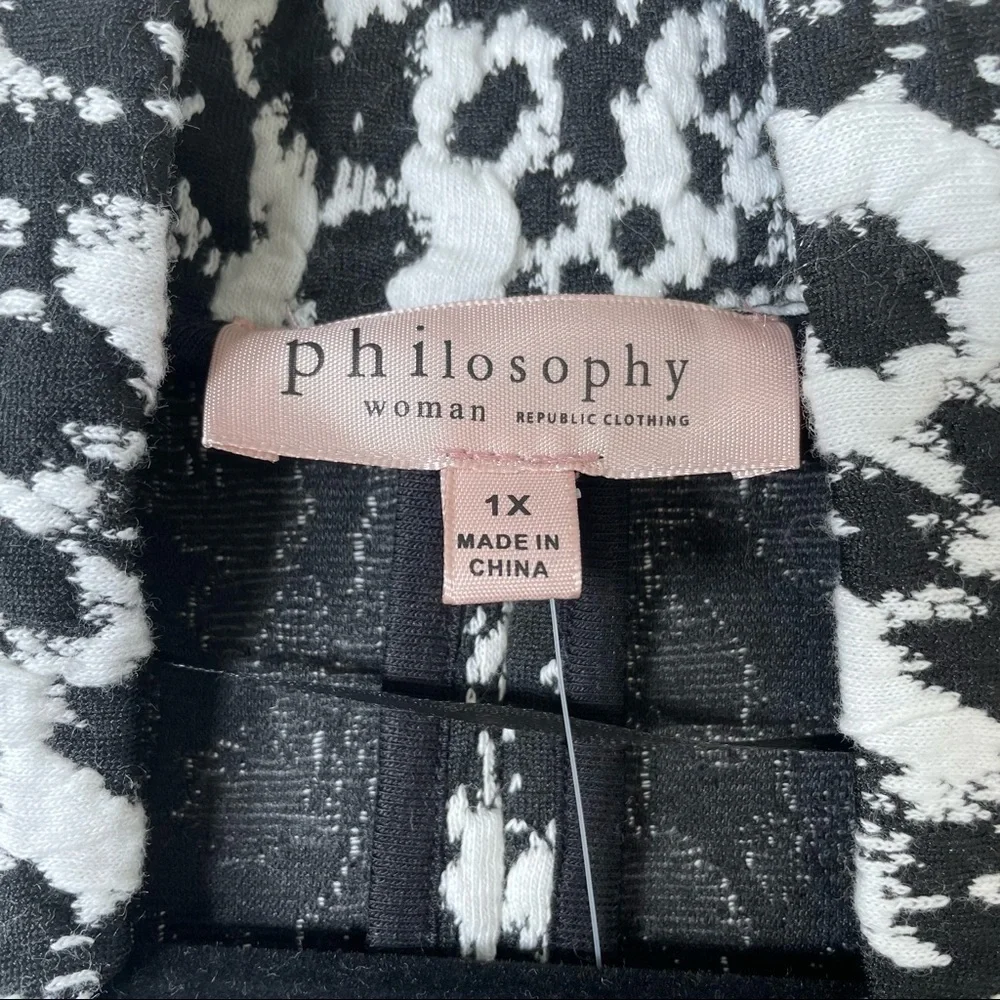 Philosophy Apparel Jacquard Open Front Jacket Sz 1X